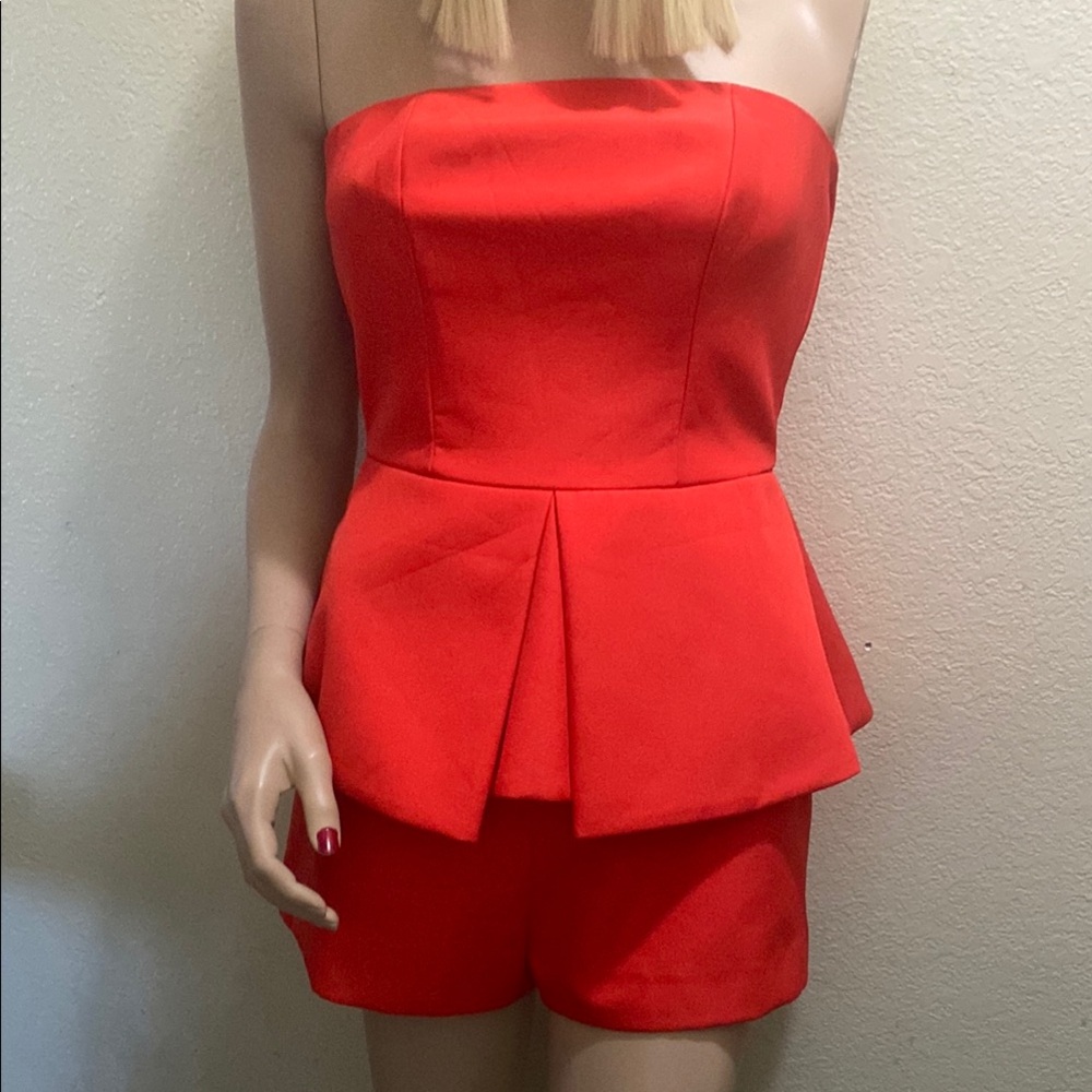 Finders Keepers Vibrant Red Peplum Romper